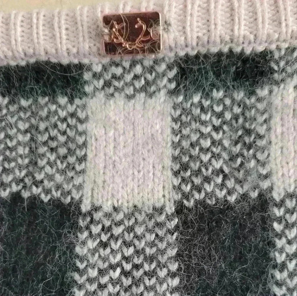 For Love and lemons knitz plaid angora blend fuzzy pullover sweater sz small - Picture 7 of 12